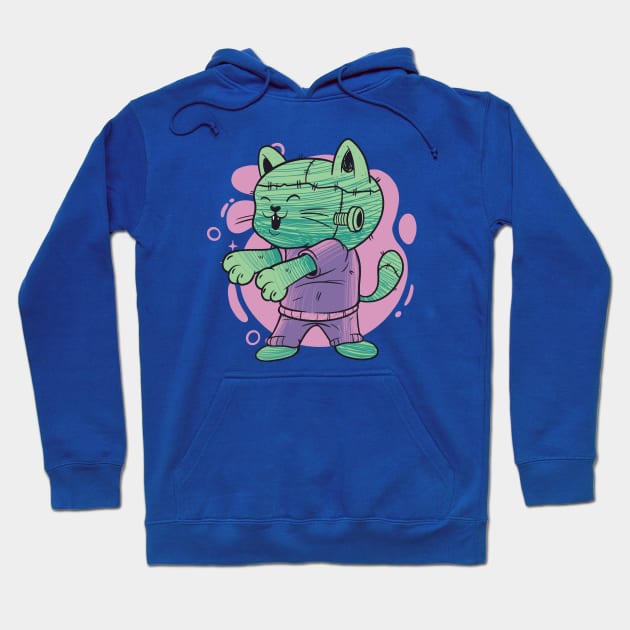 Cute Frankenstein Cat Monster // Adorable Halloween Monster Hoodie by SLAG_Creative